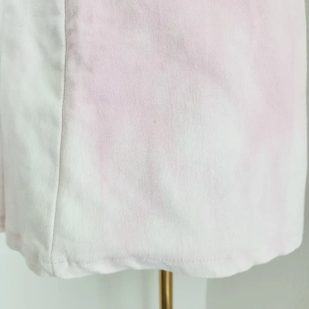 Vintage Y2K Light Pink Tie Dye Pleated Mini Skirt Mid Rise UK Made in England S